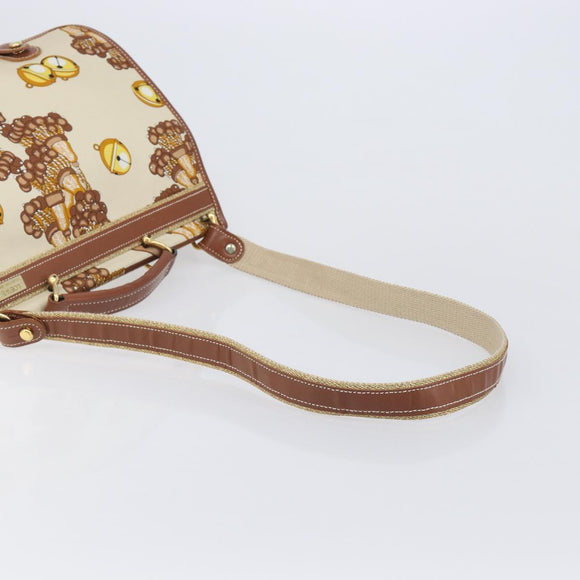 LOEWE Shoulder Bag Canvas 2way Brown White gold Auth 205388A