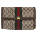GUCCI GG Supreme Web Sherry Line Bag PVC Beige Gold 67 014 3087 Auth 205398-2
