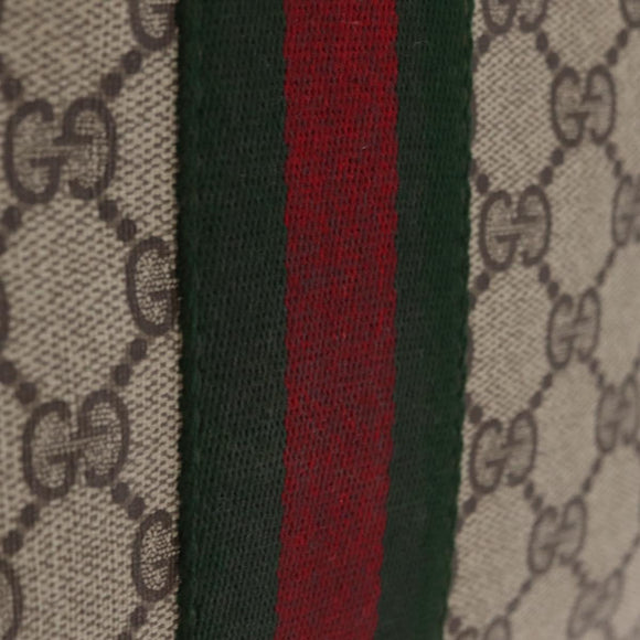 GUCCI GG Supreme Web Sherry Line Bag PVC Beige Gold 67 014 3087 Auth 205398
