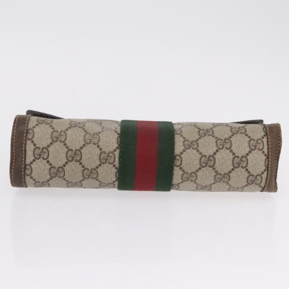 GUCCI GG Supreme Web Sherry Line Bag PVC Beige Gold 67 014 3087 Auth 205398