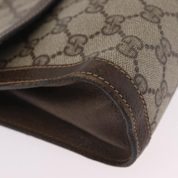 GUCCI GG Supreme Web Sherry Line Bag PVC Beige Gold 67 014 3087 Auth 205398