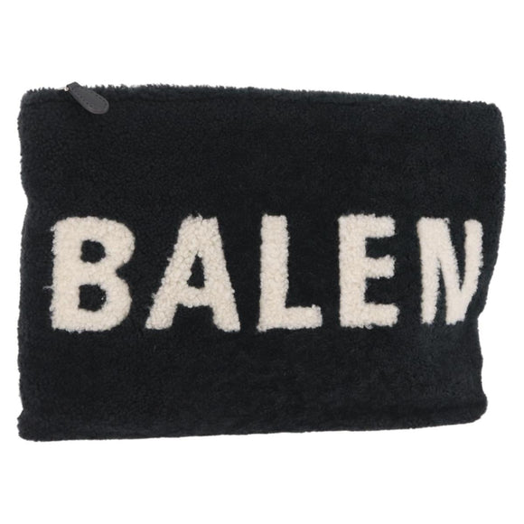Balenciaga Clutch Bag Shearing Black Silver 492681 Auth 205402V