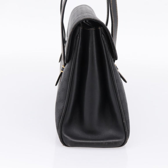 GUCCI Micro GG Supreme Hand Bag PVC Black Gold 000 46 4857 Auth 205404