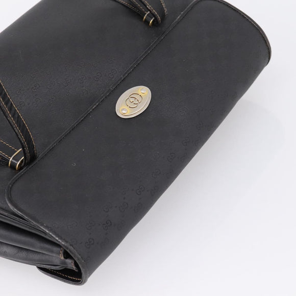 GUCCI Micro GG Supreme Hand Bag PVC Black Gold 000 46 4857 Auth 205404