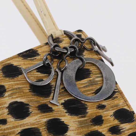 Christian Dior Hand Bag Canvas Beige Silver Auth 205405V