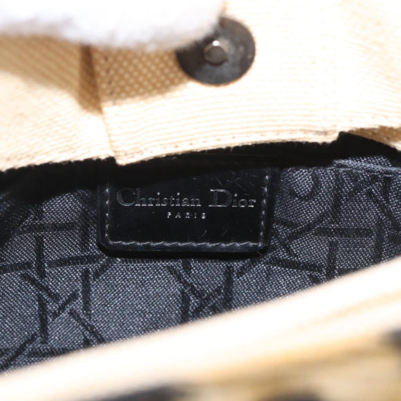Christian Dior Hand Bag Canvas Beige Silver Auth 205405V