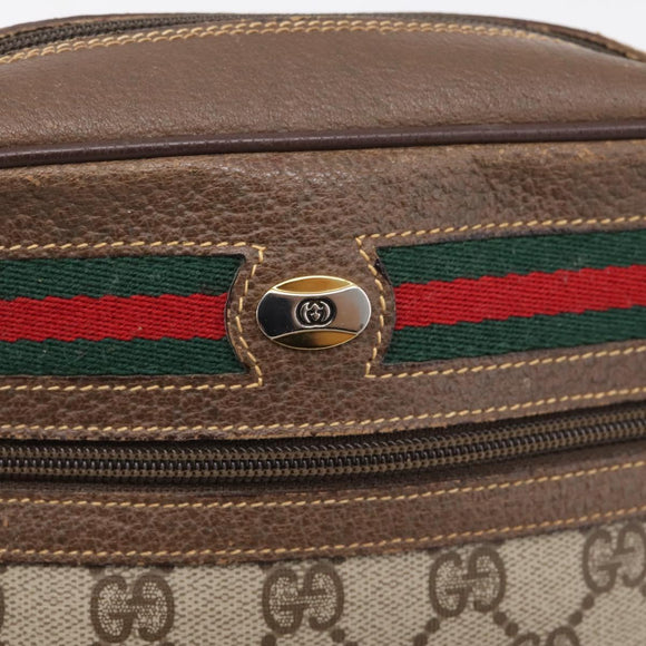 GUCCI GG Supreme Web Sherry Line Bag PVC Beige Gold 001 115 6655 Auth 205406A