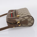 GUCCI GG Supreme Web Sherry Line Bag PVC Beige Gold 001 115 6655 Auth 205406A-3