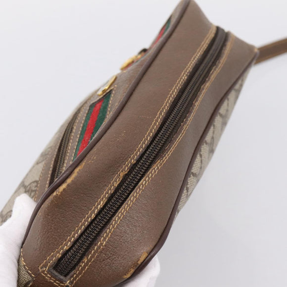 GUCCI GG Supreme Web Sherry Line Bag PVC Beige Gold 001 115 6655 Auth 205406A