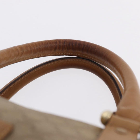 CELINE Macadam Canvas Boston Bag PVC Beige Gold Auth 205407