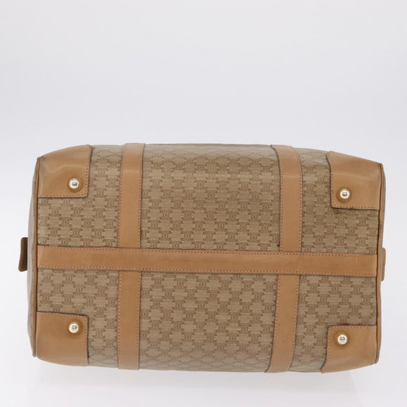 CELINE Macadam Canvas Boston Bag PVC Beige Gold Auth 205407