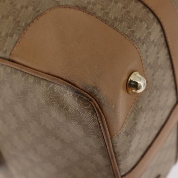 CELINE Macadam Canvas Boston Bag PVC Beige Gold Auth 205407