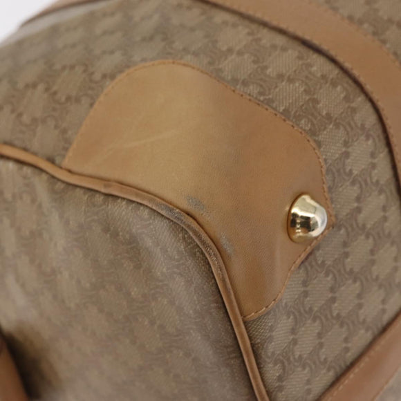 CELINE Macadam Canvas Boston Bag PVC Beige Gold Auth 205407