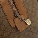 CELINE Macadam Canvas Boston Bag PVC Beige Gold Auth 205407-17