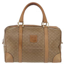 CELINE Macadam Canvas Boston Bag PVC Beige Gold Auth 205407-2