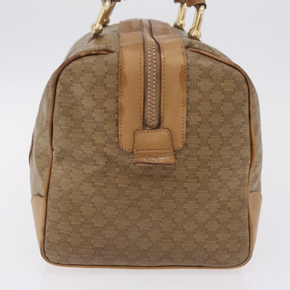 CELINE Macadam Canvas Boston Bag PVC Beige Gold Auth 205407