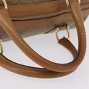 CELINE Macadam Canvas Boston Bag PVC Beige Gold Auth 205407-9