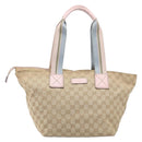 GUCCI GG Canvas Sherry Line Hand Bag Beige Gold 131230 Auth 205412-2