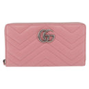 GUCCI Long Wallet Leather Pink Silver 443123 Auth 205414M-13