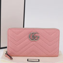 GUCCI Long Wallet Leather Pink Silver 443123 Auth 205414M-12