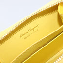 Salvatore Ferragamo Coin Purse Leather Yellow Gold Auth 205418A-18