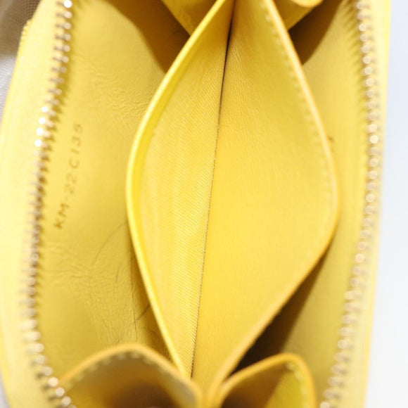 Salvatore Ferragamo Coin Purse Leather Yellow Gold Auth 205418A