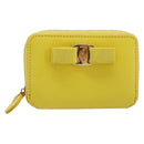 Salvatore Ferragamo Coin Purse Leather Yellow Gold Auth 205418A-13