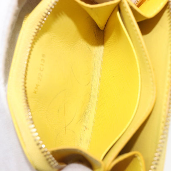 Salvatore Ferragamo Coin Purse Leather Yellow Gold Auth 205418A