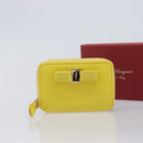 Salvatore Ferragamo Coin Purse Leather Yellow Gold Auth 205418A-12