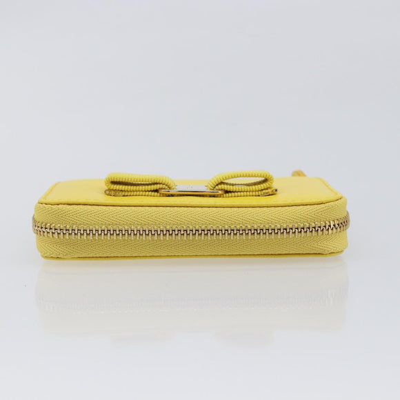 Salvatore Ferragamo Coin Purse Leather Yellow Gold Auth 205418A