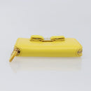 Salvatore Ferragamo Coin Purse Leather Yellow Gold Auth 205418A-6