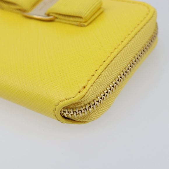 Salvatore Ferragamo Coin Purse Leather Yellow Gold Auth 205418A