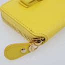 Salvatore Ferragamo Coin Purse Leather Yellow Gold Auth 205418A-14