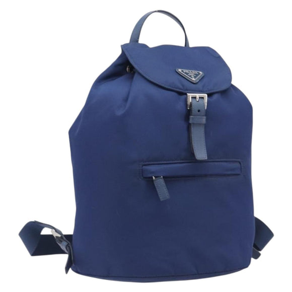 PRADA Backpack Nylon Blue Silver Auth 205419A