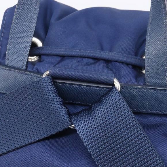 PRADA Backpack Nylon Blue Silver Auth 205419A