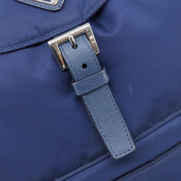 PRADA Backpack Nylon Blue Silver Auth 205419A