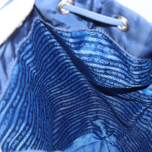 PRADA Backpack Nylon Blue Silver Auth 205419A
