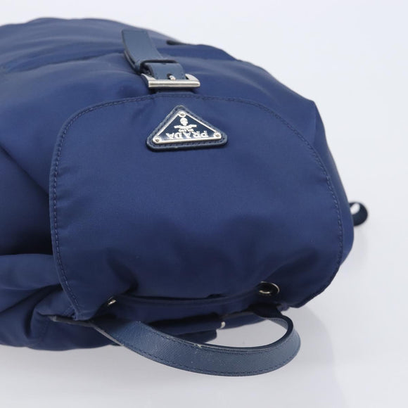 PRADA Backpack Nylon Blue Silver Auth 205419A