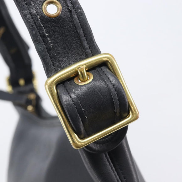 Coach Shoulder Bag Leather Black Gold Auth 205420