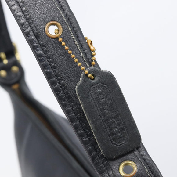 Coach Shoulder Bag Leather Black Gold Auth 205420