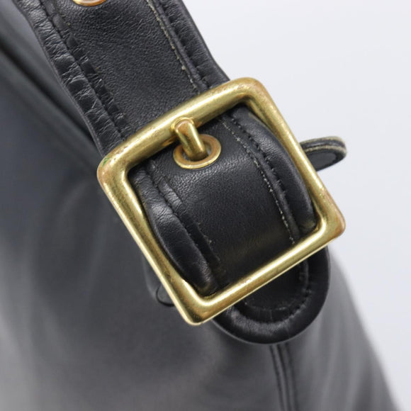 Coach Shoulder Bag Leather Black Gold Auth 205420