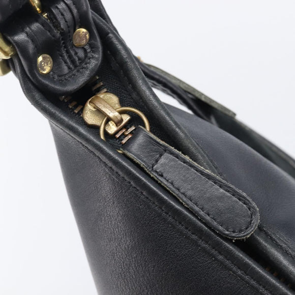 Coach Shoulder Bag Leather Black Gold Auth 205420