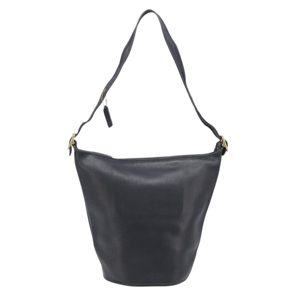 Coach Shoulder Bag Leather Black Gold Auth 205420