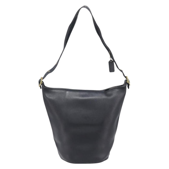 Coach Shoulder Bag Leather Black Gold Auth 205420