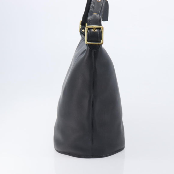 Coach Shoulder Bag Leather Black Gold Auth 205420