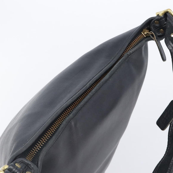 Coach Shoulder Bag Leather Black Gold Auth 205420