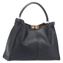 FENDI Peek A Boo X-Rite Hand Bag Leather Black Gold Auth 205424V-1