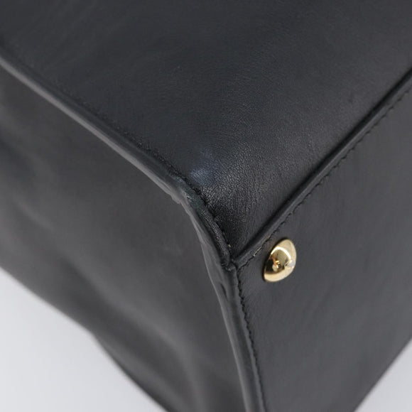 FENDI Peek A Boo X-Rite Hand Bag Leather Black Gold Auth 205424V