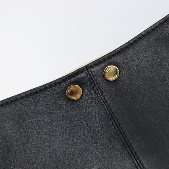 FENDI Peek A Boo X-Rite Hand Bag Leather Black Gold Auth 205424V
