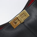 FENDI Peek A Boo X-Rite Hand Bag Leather Black Gold Auth 205424V-18